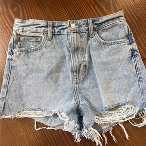 Lovers + Friends Jack High Rise Cutoffs Light Blue Distressed Denim Shorts